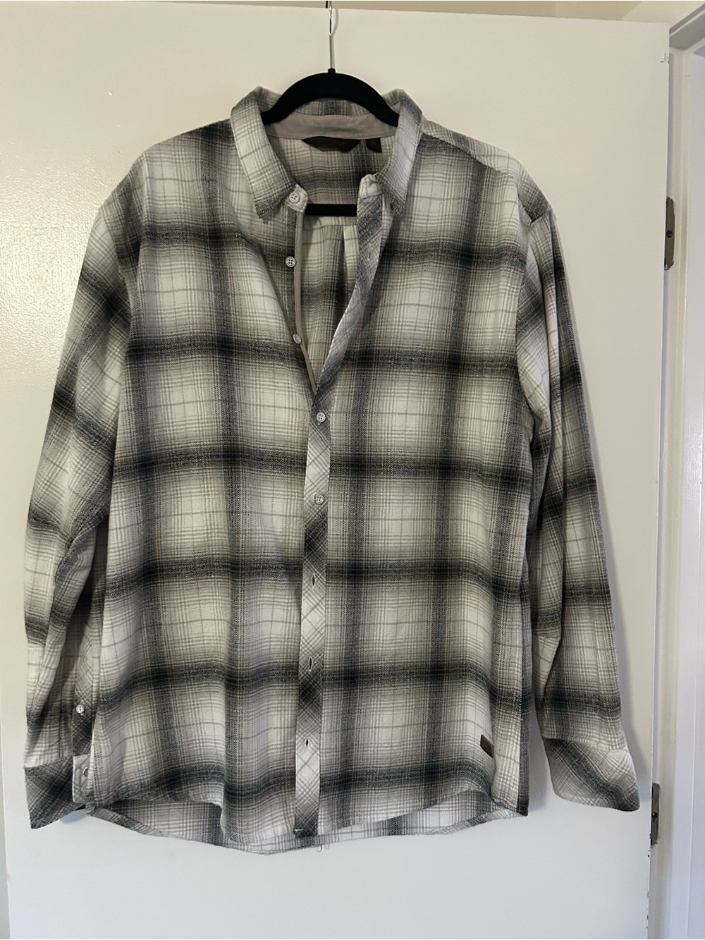 Men's Black & White Plaid Button-Down Shirt